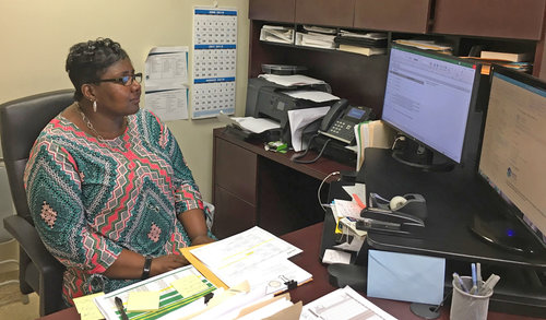 person at desk